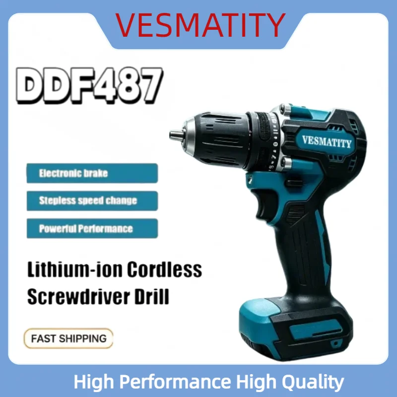 DDF487 10mm Cordless Driver Drill Brushless Electric Impact Screwdriver Rechargeable Power Tool For Makita Battery
