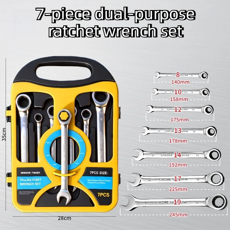 72 Tooth Ratchet Wrench Thick Sturdy Dual-purpose Wrench Mirror Polishing Rust Prevention Wrenches Mechanical Hardware Tool Set