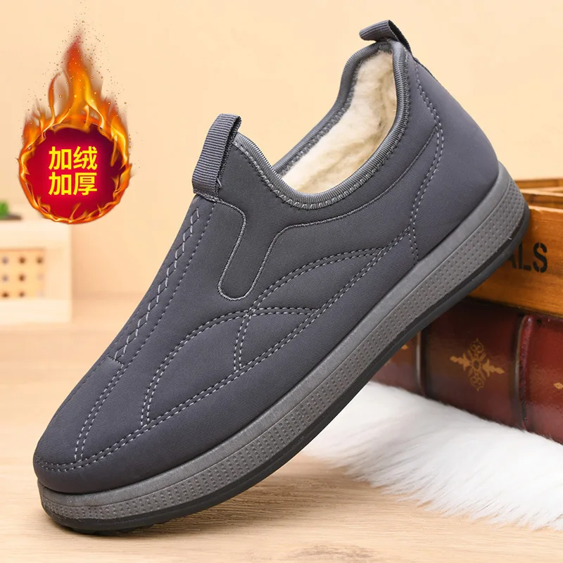 

Winter Lazy Boots Fleece Thickened Men's Snow Boots Soft-soled Non-slip Work Shoes Middle-aged and Elderly Father Shoes