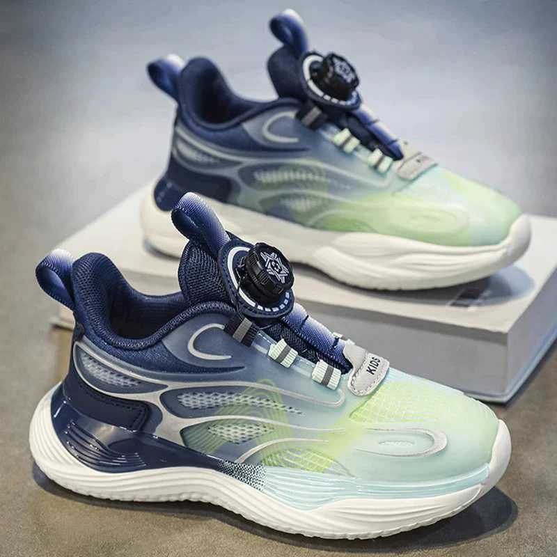 Spring Summer Mesh Breathable Running Shoes Rotary Buckle Design Casual Sneakers For Big And Middle Children Daily Outdoor Footw