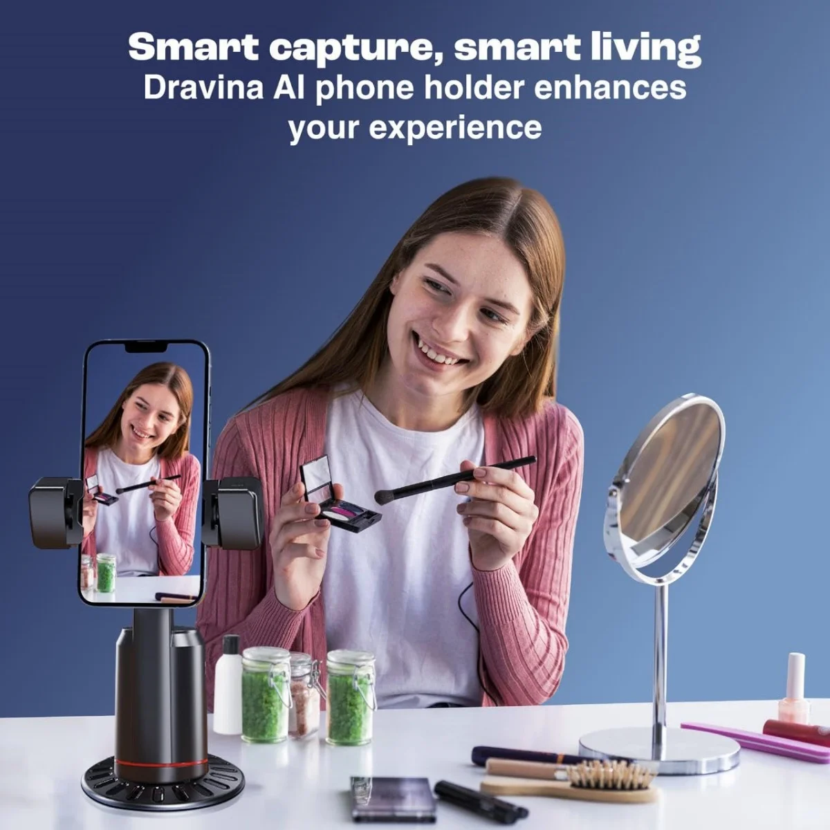 Q02 Face Tracking Phone Holder 360° Smart AI Face Recognition Pan-Tilt with Detachable Controller for Live Streaming and Selfie