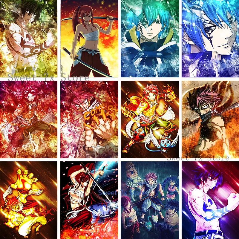 Anime Fairy Tail Natsu DIY 5D Diamond Painting Cross Stitch Kit Full Drill Embroidery Mosaic Art Picture of Rhinestones Gift