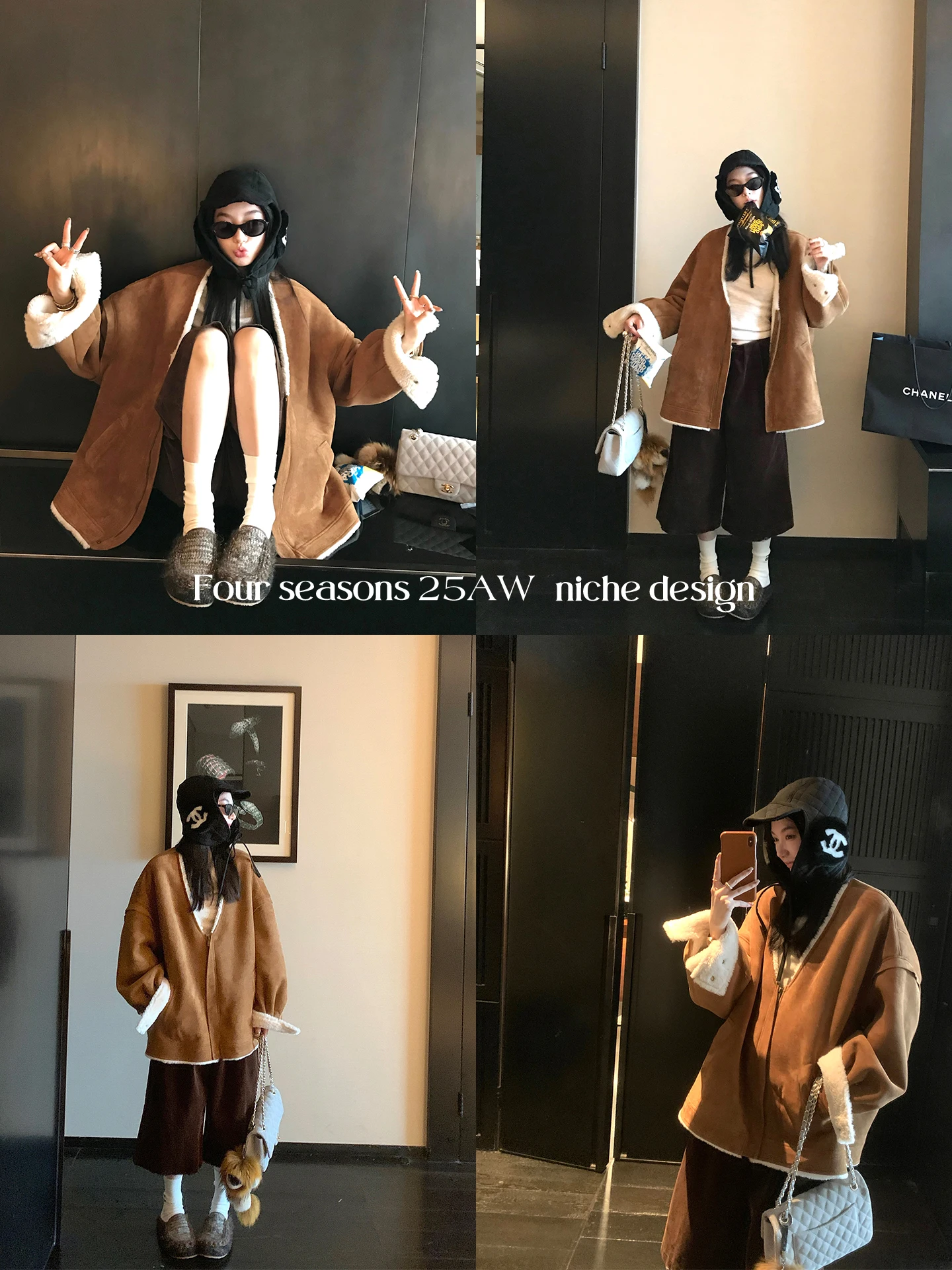 Dames Biker Sle Suède Jaet Thiened Winterjas Bont Gevoerd Loose Fit Retro Motorkleding Winter 2025, Nieuwe collectie