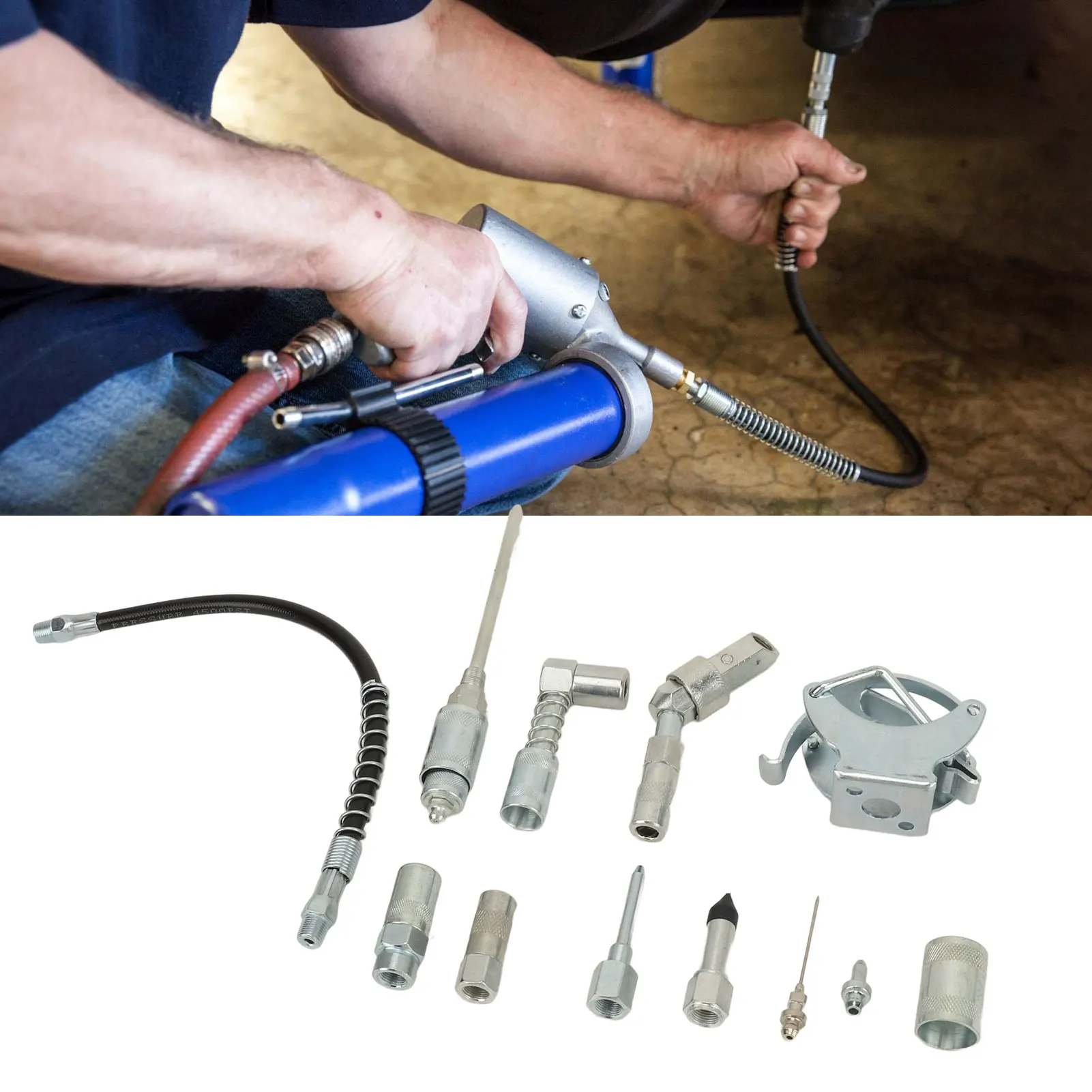 مجموعة ملحقات تركيبات الشحوم، أداة تسرب الشحوم، مجموعة ملحقات تزييت مقاومة التآكل، فعالة تدوم طويلاً للسيارة #3