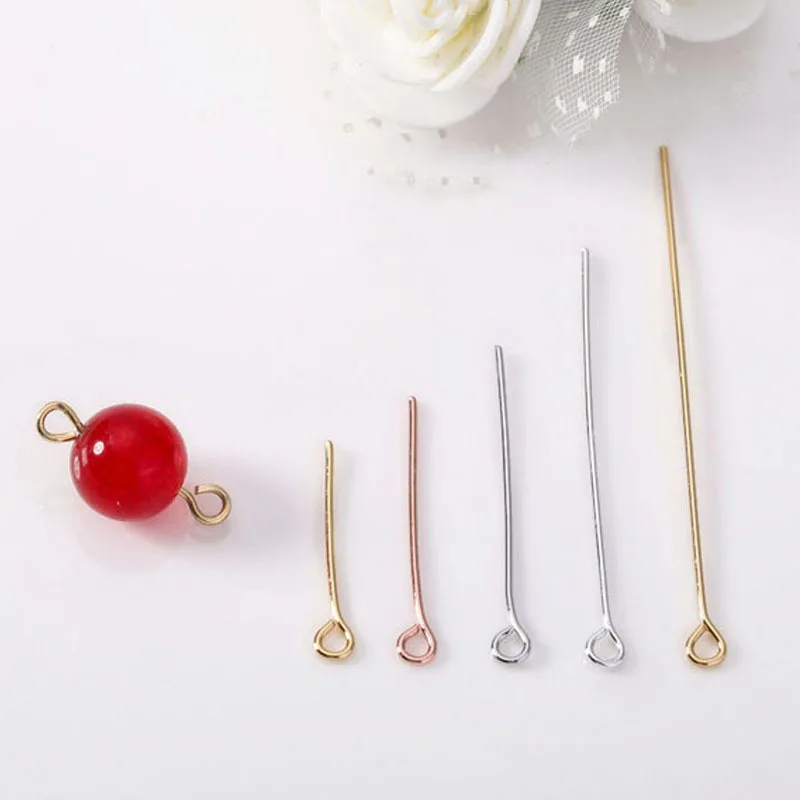 (5214)50PCS 20MM 25MM 30MM 35MM 24K Gold Color Ball Pins Bead Pins Connector High Quality Jewelry Making Findings Accessories