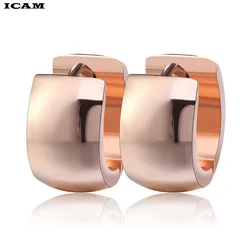 2pcs Black Rose Gold Color Tone Stainless Steel Hoop Earrings Round Loop Earring Men Women Big Size Hyperbole Jewelry