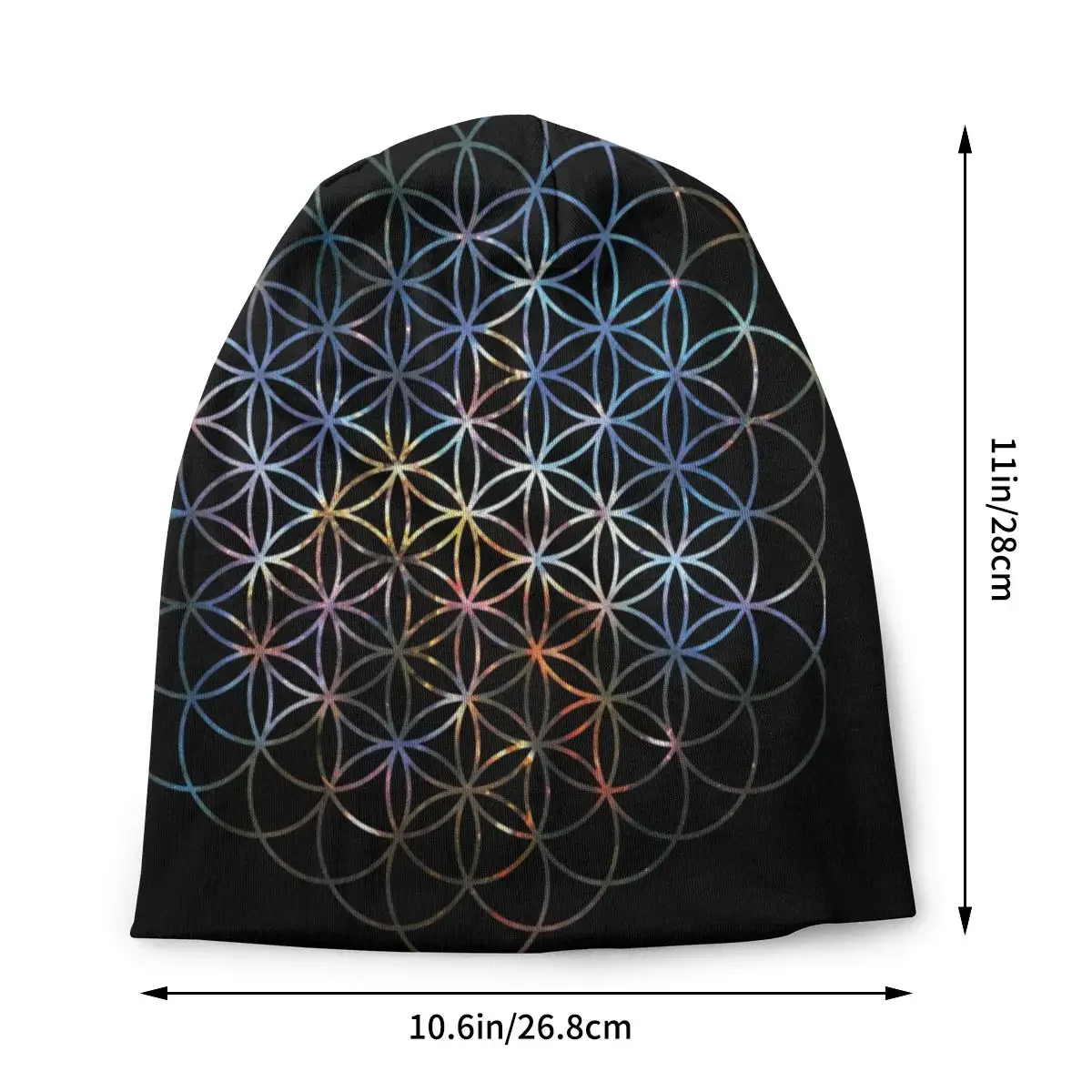 Carina Nebula Flower Of Life Bonnet Hat Mandala Knitting Hats Autumn Winter Street Skullies Beanies Hat Warm Head Wrap Caps