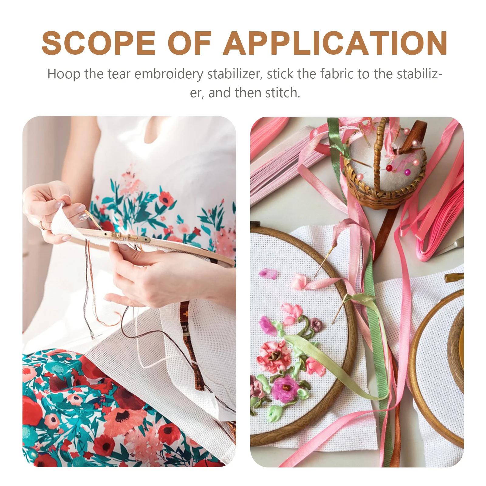 

6Pcs Water Soluble Stabilizer Nonwoven Embroidery Sheet Easy to Use for Tshirts Bags Hats DIY Crafts Embroidery Backing