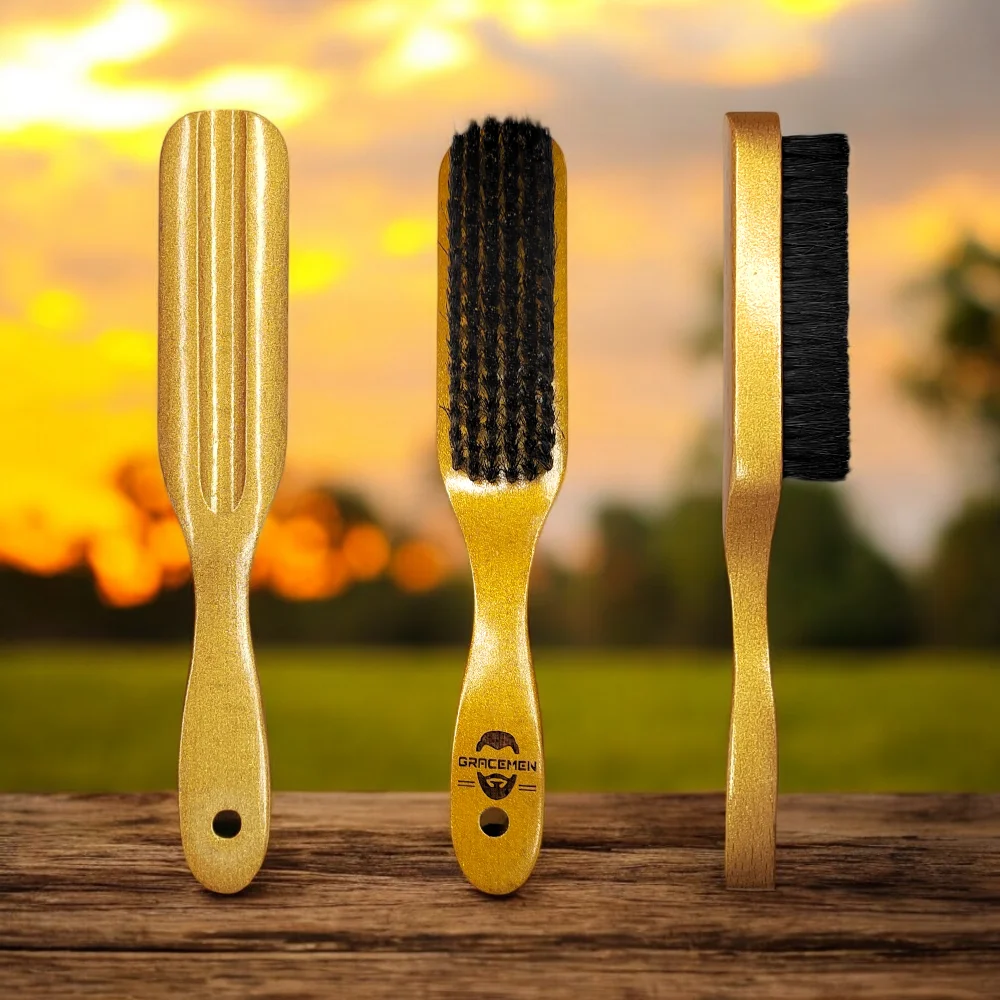 

Gracemen Golden Beard Brush Boar Bristles Medium Hardness High Quality Wood Handle Hair Brush for Men Premium Hair Stylist Comb