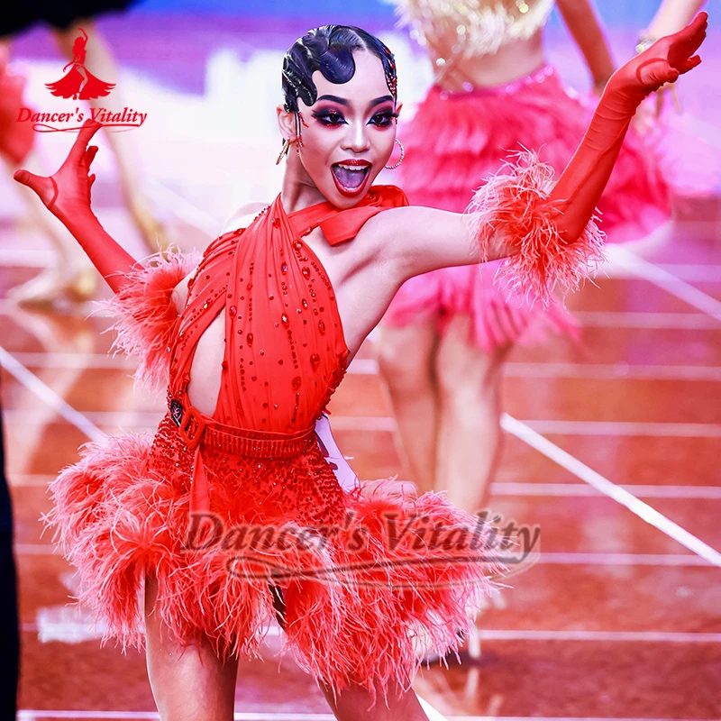 

Красные сексуальные платья для латинских танцев для взрослых и подростков без рукавов с открытой спиной, роскошная одежда для соревнований по индивидуальному заказу, жизненная танцовщица
