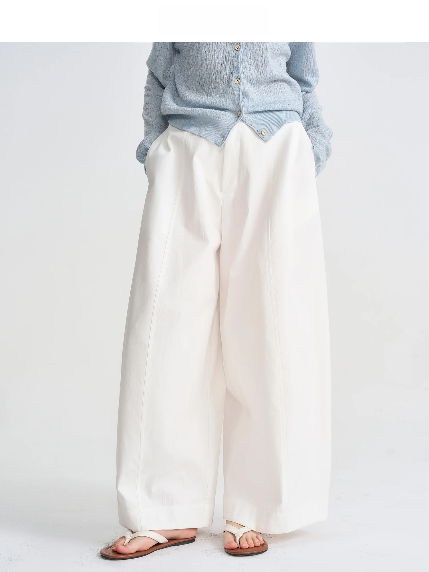 

JINNAN High Waist Wide Leg Pants Pure Color Casual Silhouette on ape 3D Structure Commute Sle Ladies Trousers