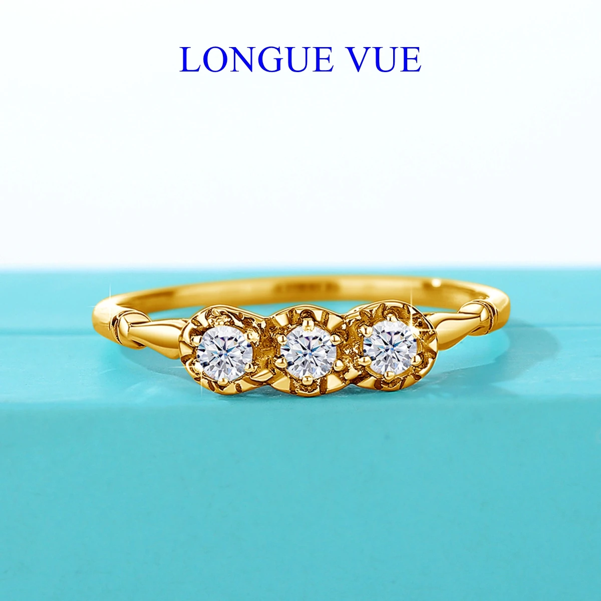 

925 Silver 3 Stone Moissanite Ring for Women Stacking Ring Thin Minimalist Jewelry 18K Gold Plated Engagement Wedding Gift