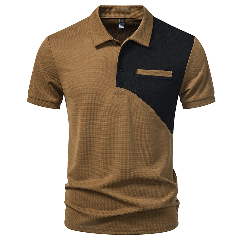 Men Summer Polo T-shirts Short Sleeve Tops Polo Tees Shirts Lapel Collar Combination Colour Polo T shirt Tshirts T7