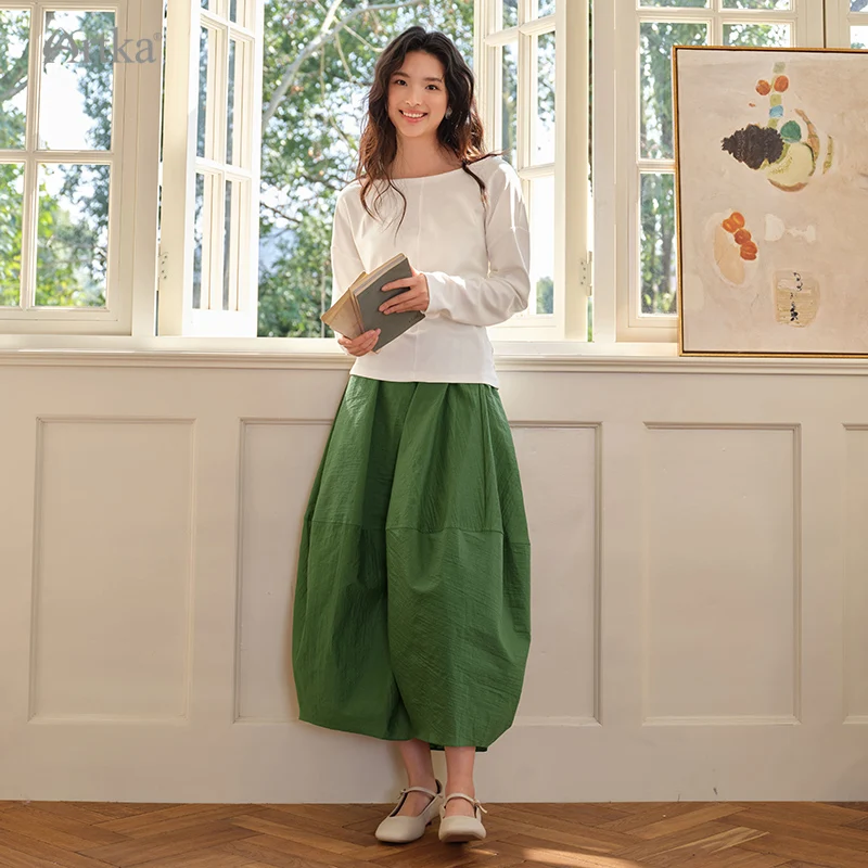 ARTKA 2025 Summer New Women Skirt French Elegant High Waist Loose Lantern Skirt Special Design Long Skirts Female QA32051C