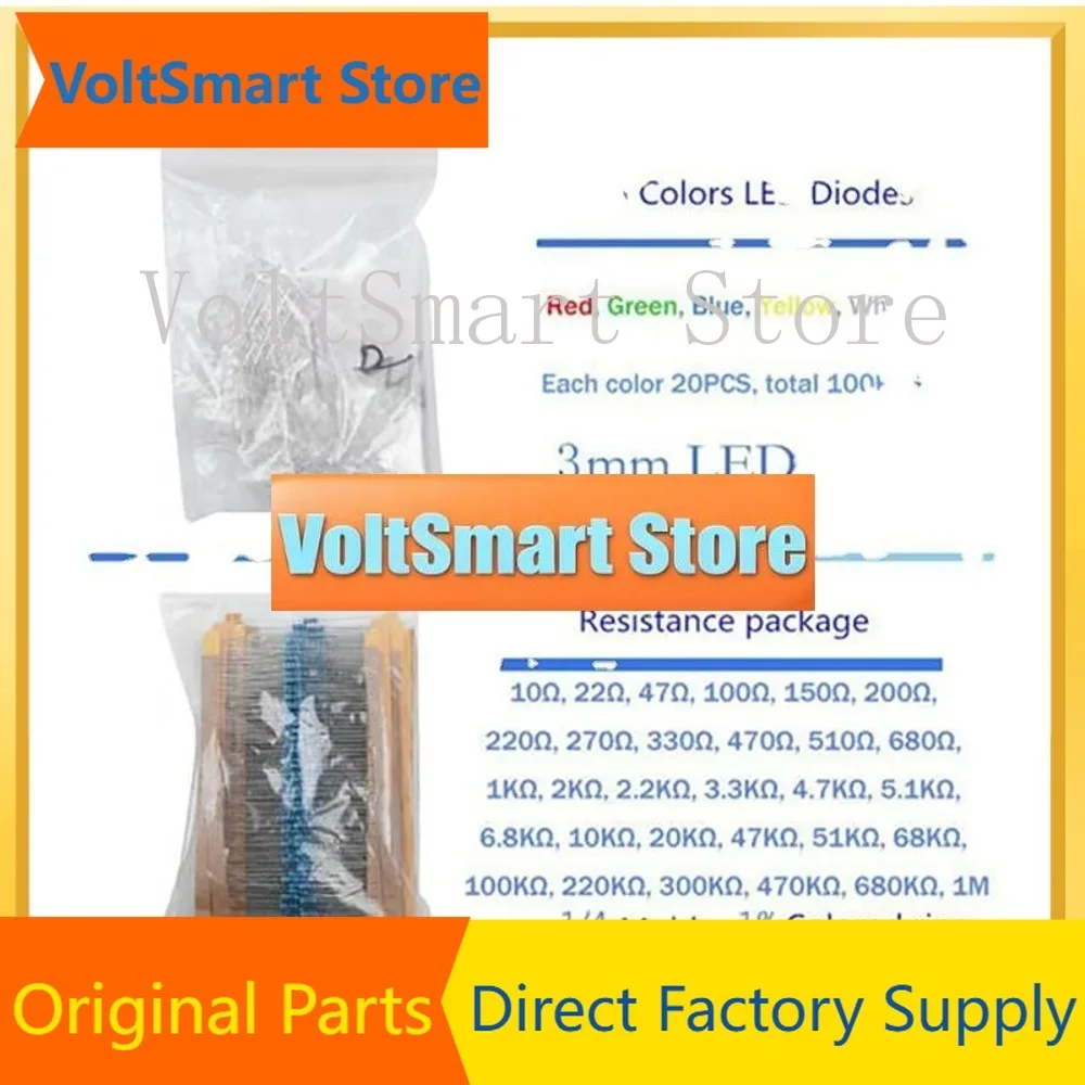 VoltS1390PCS Electronics Component Kit Resistors Capacitors LEDs Transistors Ceramic Capacitors Assortment with Storage Box for