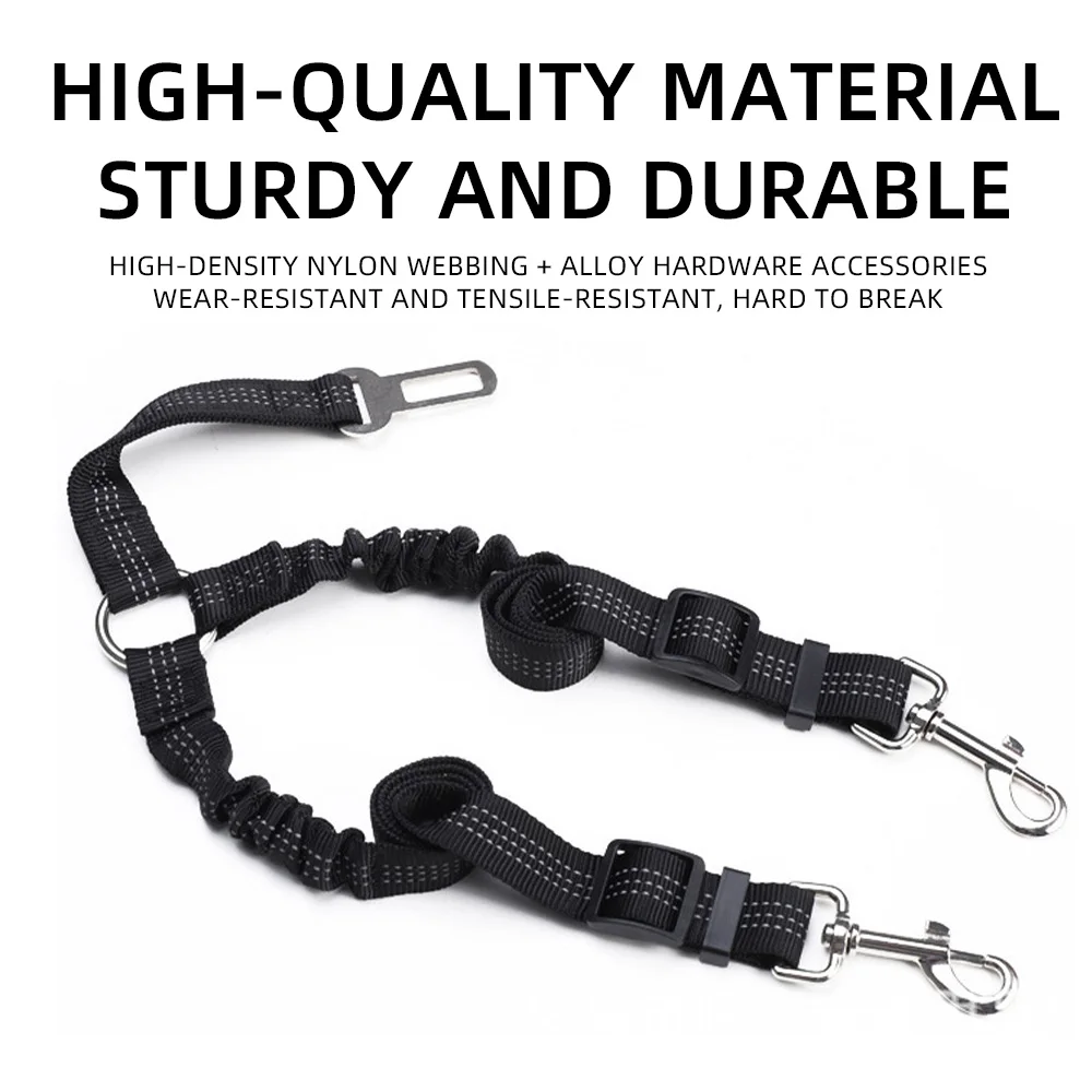 Verstellbarer Elastischer Hunde-Autogurt Doppelte Haustier-Sicherheitsleine Elastischer Stoßdämpfer Anti-Verwicklungs-Fahrzeug-Reisegurt – Detail 5