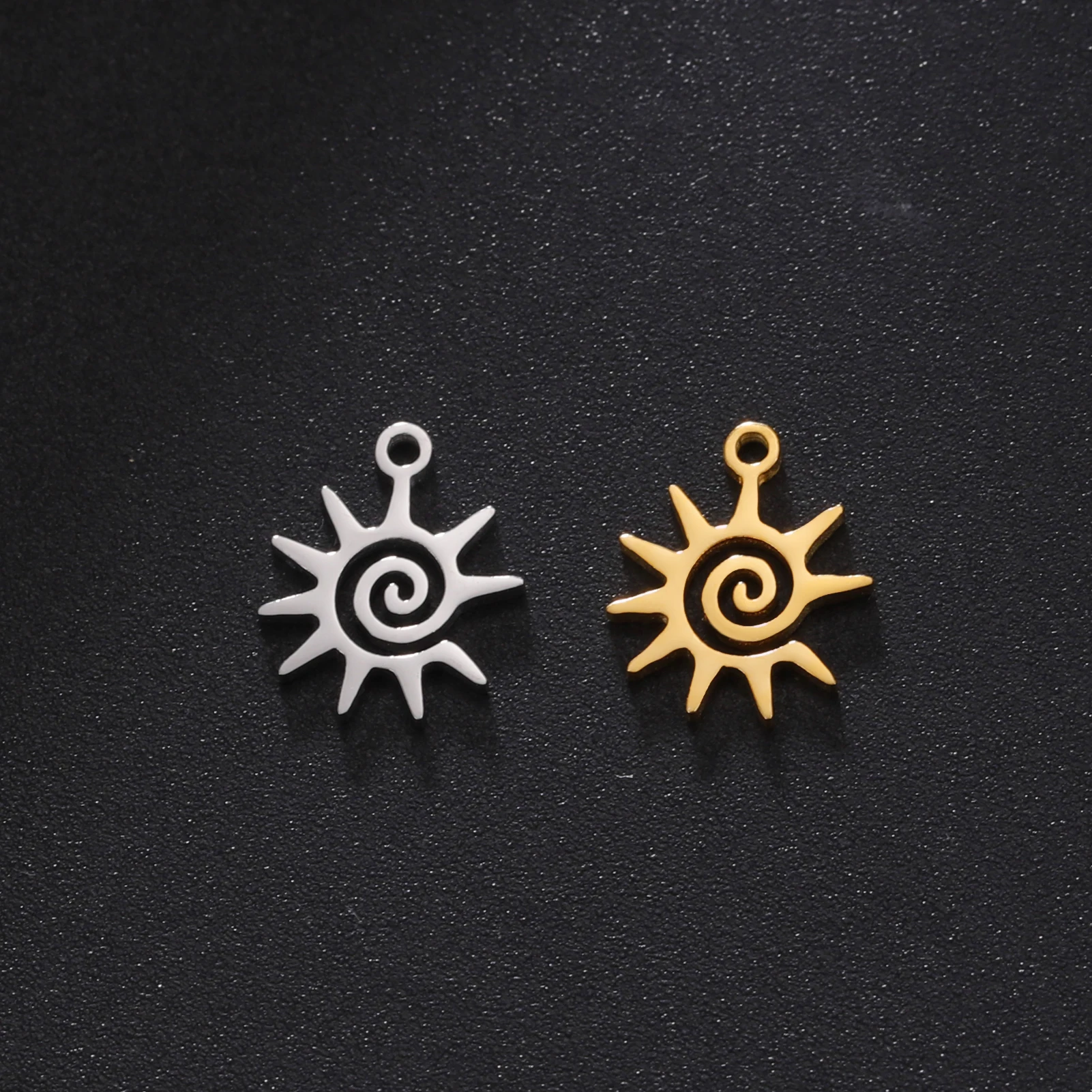 5 Pieces/Batch of Sun Stainless Steel Charm Spinning Sun Pendant Jewelry Making Accessories DIY Handmade Craft Wholesale