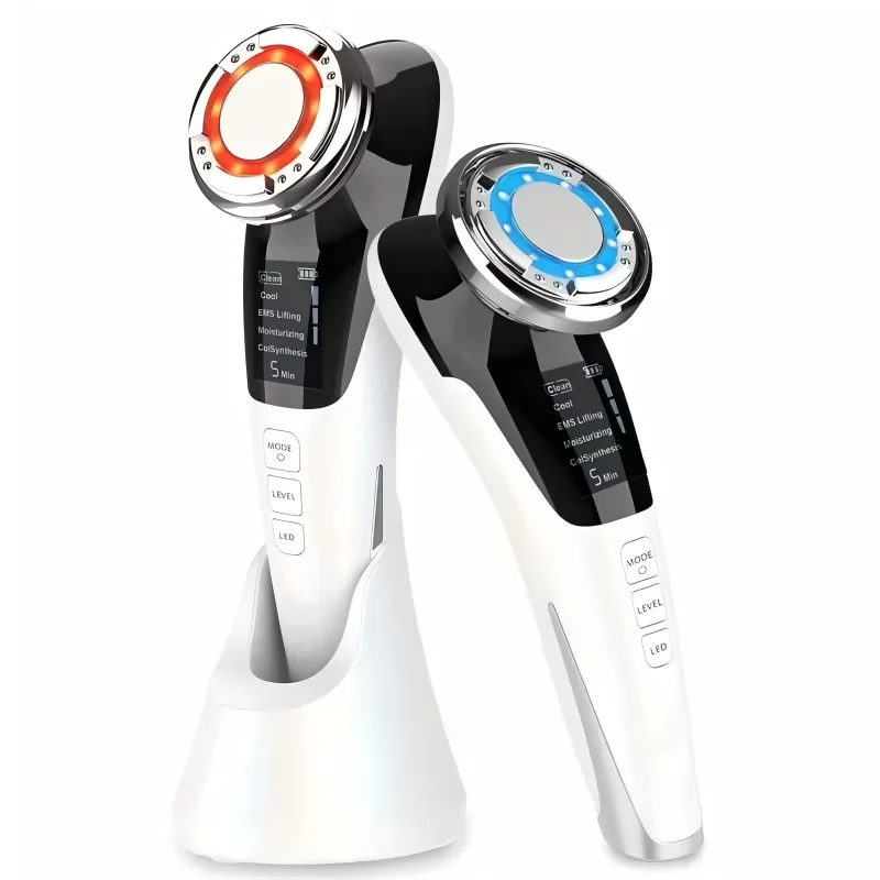 5 in 1 EMS Hot Cold Facial Beauty Device LED Light Vibration Facial Cleansing Skin Firming Facial Care Machine Womens Gift