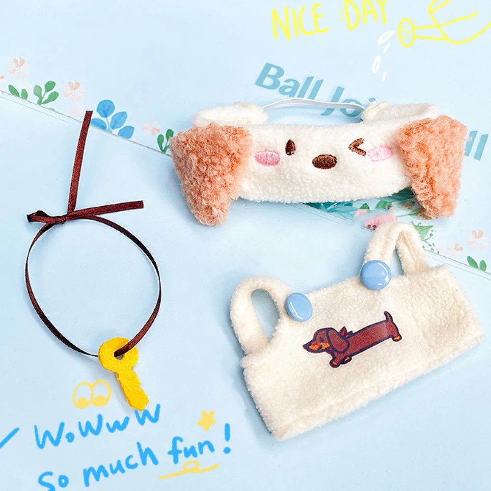 

Шляпа для щенка, 10 см, хлопковая кукольная одежда, платье на бретельках, шарф, одежда для куклы, креативный милый комплект одежды для куклы, 10 см, хлопковая кукла