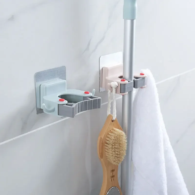 

Wall Mounted Broom Mop Hanger, High Quality, Home Storage Rack, Bathroom Suction Hanging Mop Hanger, No Punching, Mop Hooks