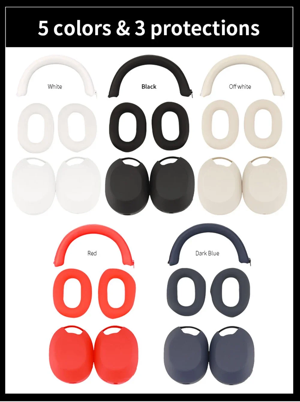 Funda protectora de silicona para auriculares Sony WH-1000XM5, Protector de calidad para auriculares XM5