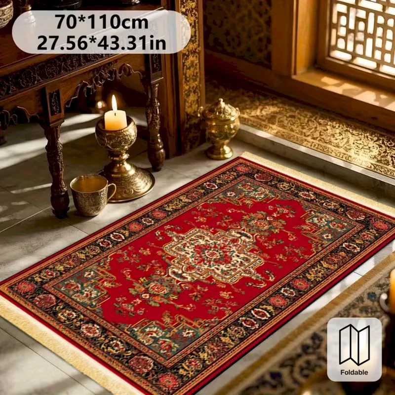 VIKAMA Lightweight Islamic Prayer Carpet Anti slip Back Comfortable Worship Mat Foldable Portable Prayer Carpet Muslim Mat