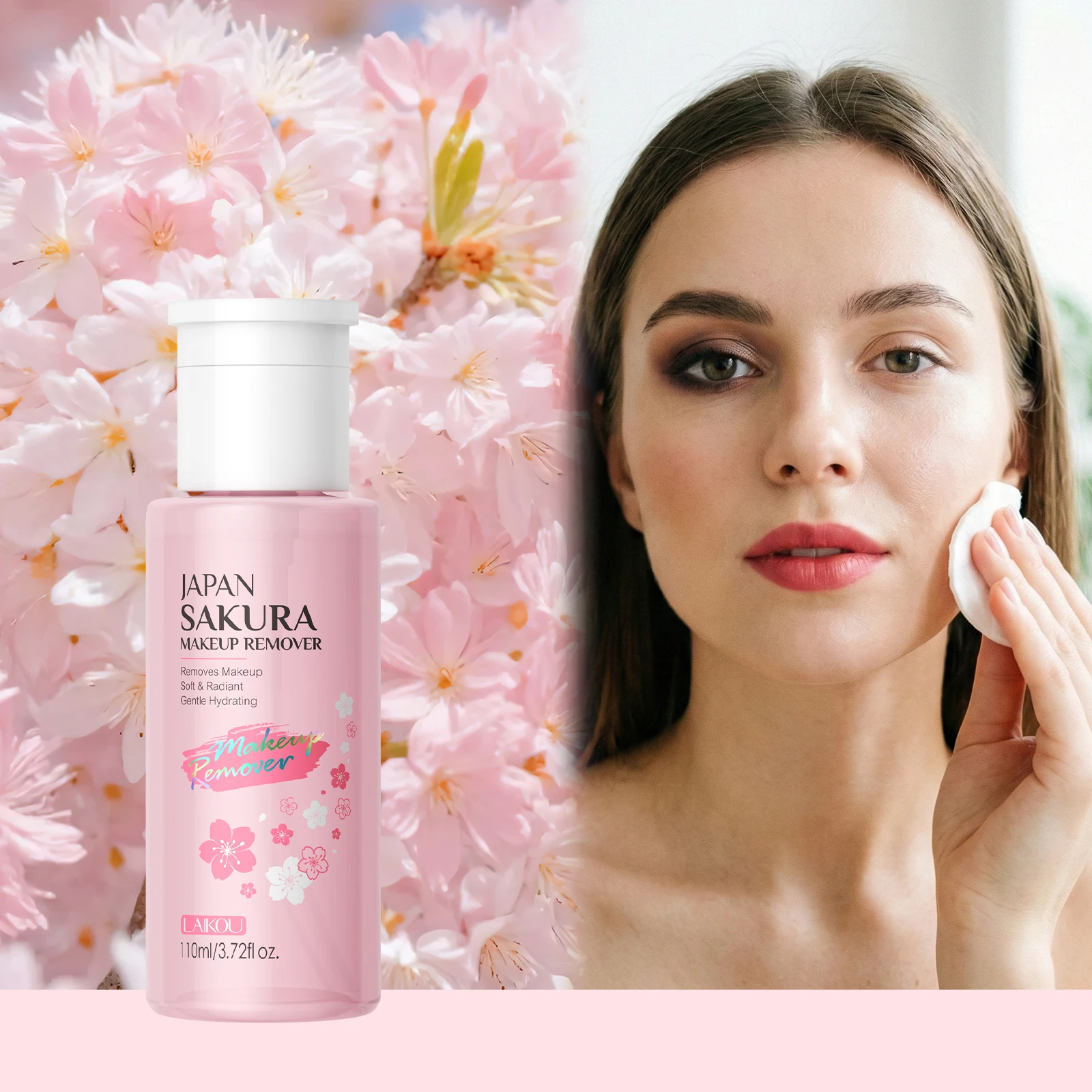 LAIKOU Japan Sakura Makeup Remover 110ml Cleanse Makeup Soothe Dry Skin Delicate Radiant Face Cleanser