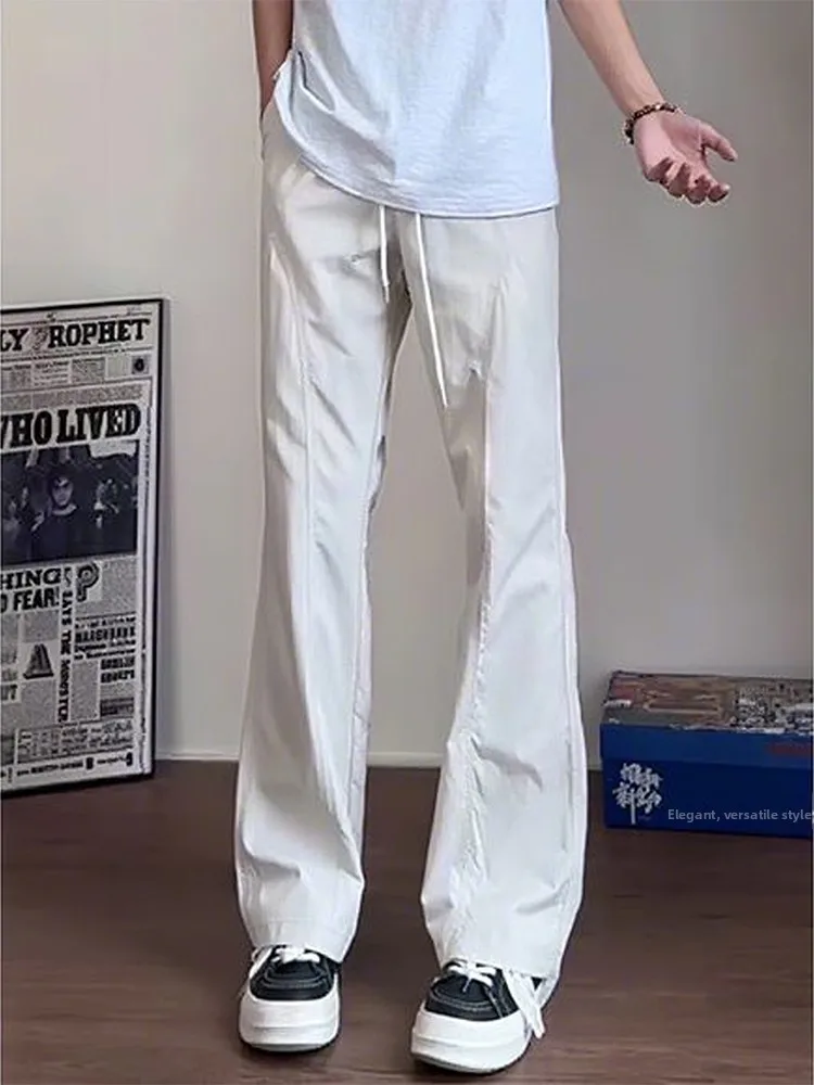 

Men's Micro Flared Hiking Pants Soft ell Outdoor Casual Trousers Qui Dry Straight Leg mid Low Waist Elastic Waisand