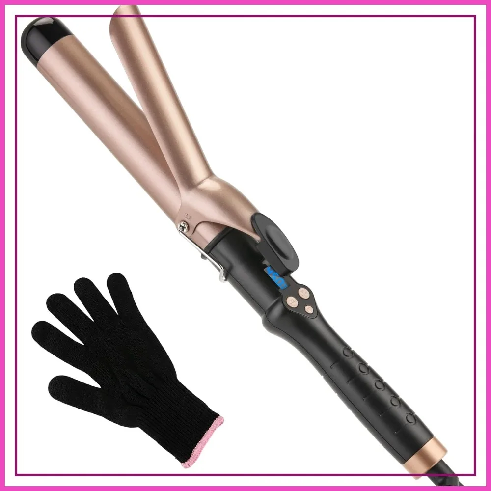 

Профессиональная плойка для завивки волос с турмалиновым керамическим покрытием 1,25 дюйма, для средних и длинных волос, регулируемая температура, двойное напряжение