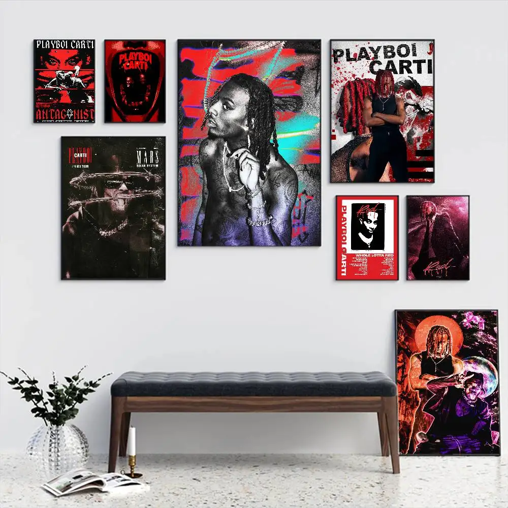 

Rapper Playboi Carti Anime Posters Sticky Fancy Wall Sticker for Living Room Bar Decoration Room Wall Decor