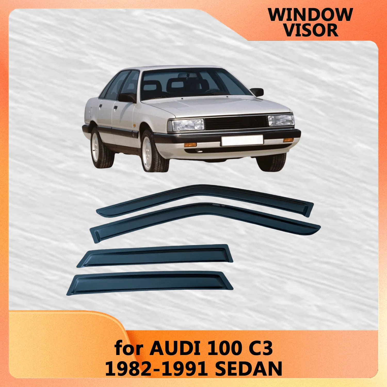 

Оконный козырек для седана Audi 100, 1982 1983 1984 1985 1986 1987 1988 1989 1990 1991, ветрозащитные дефлекторы, защита от дождя, дверной козырек, вентиляционное отверстие