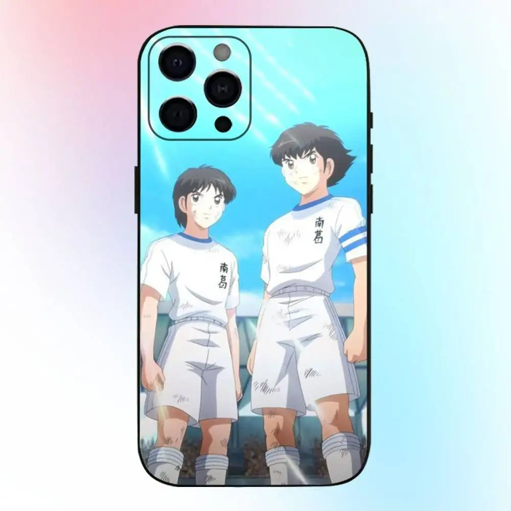 حافظة هاتف أنيمي C-captain T-tsubasa لهاتف iPhone17,16,15,14,13,12,11 Plus,Pro Max غطاء أسود ناعم #2