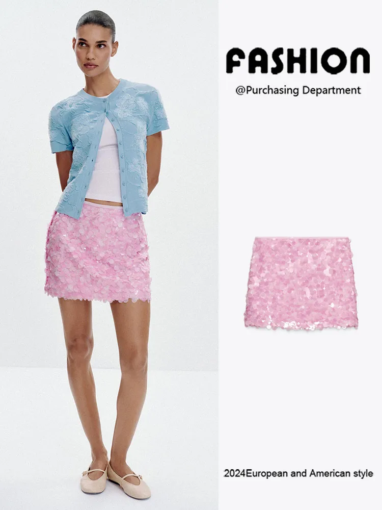 

Модная юбка с пайетками, универсальная, осенняя новинка, женская одежда, универсальная юбка средней длины, сценический костюм, этнический стиль