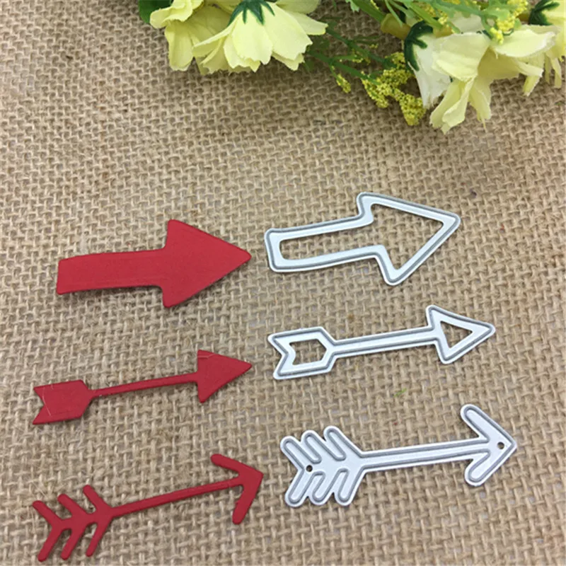 3 peças de setas metal corte morrer chaveiro abanador coração papel chaveiro scrapbook papel ofício cartão perfurador arte faca cortador