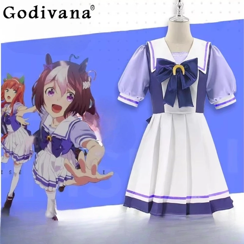 夏の学校制服ドレス女性のためのウマ娘かわいいコスプレドレス女性アニメダービー東海帝洛リータセーラードレス