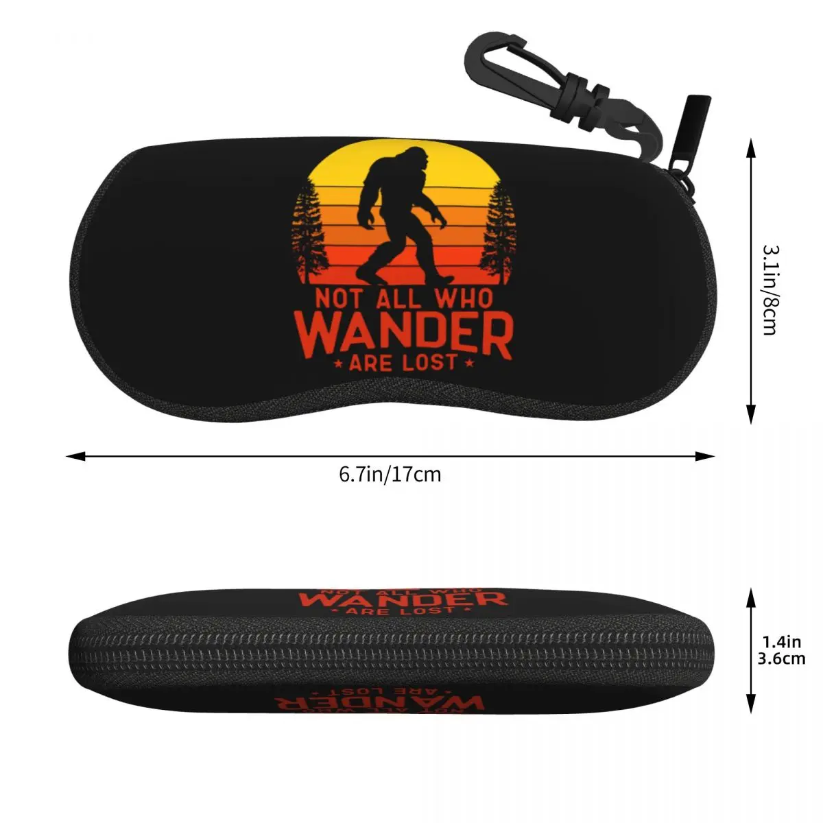 Custom Retro Sunset Bigfoot Glasses Case Fashion Not All Who Wander Are Lost Shell Eyeglasses Case Sunglasses Box