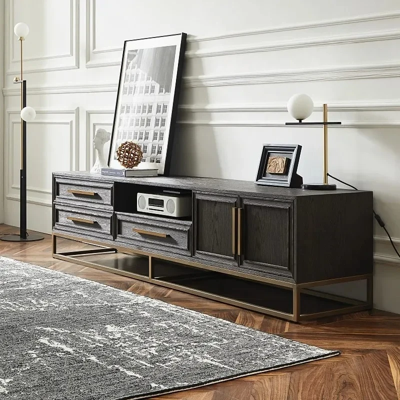 

Nordic Light Luxury Modern Living Room Oak TV Cabinet Retro Simple Small Apartment Drawer Audiovisual Cabinet