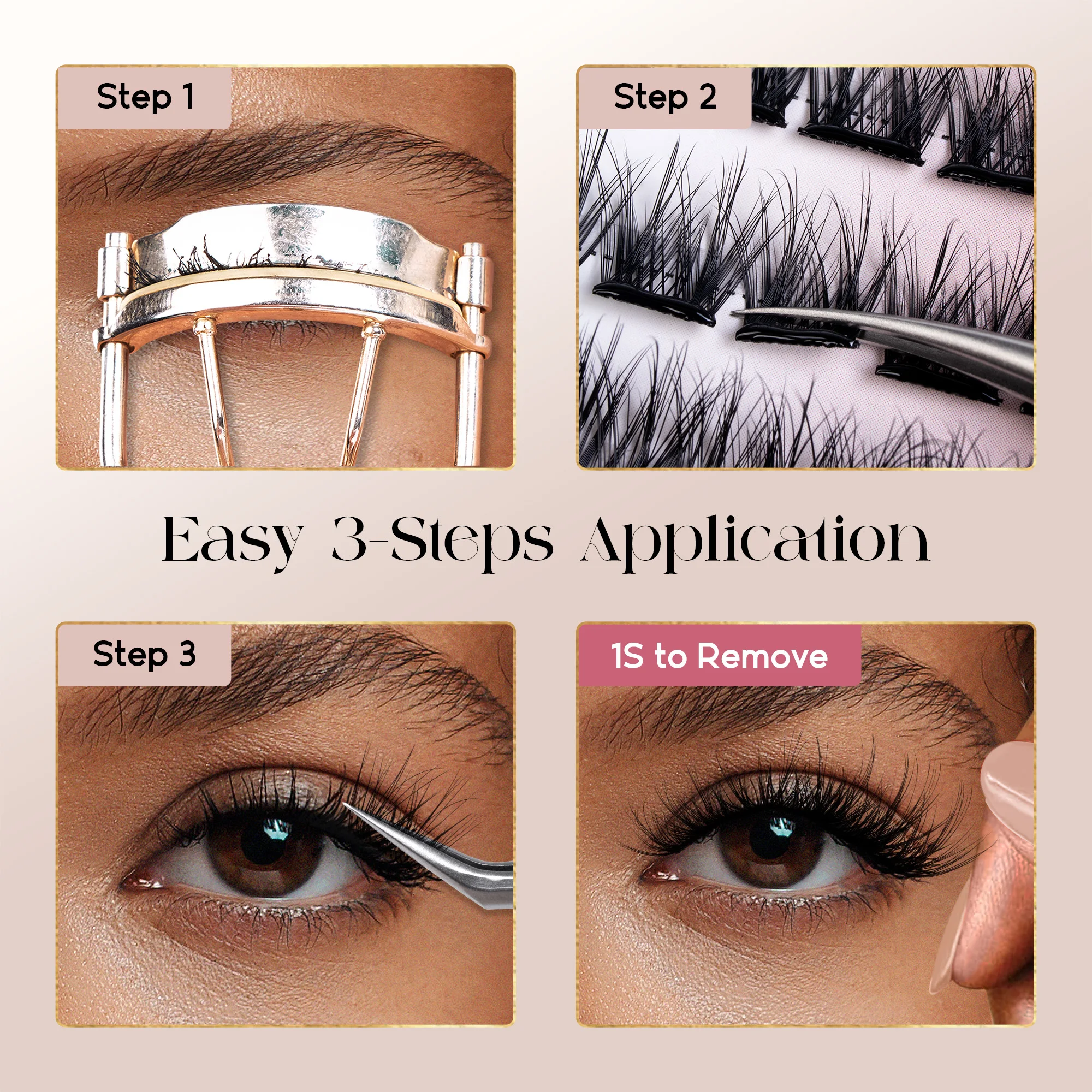 Befer مجموعات الرموش ذاتية اللصق بدون الغراء رموش مانغا 120 قطعة مجموعات جلدة ماكياج طبيعي رقيق الرموش الصناعية المورد