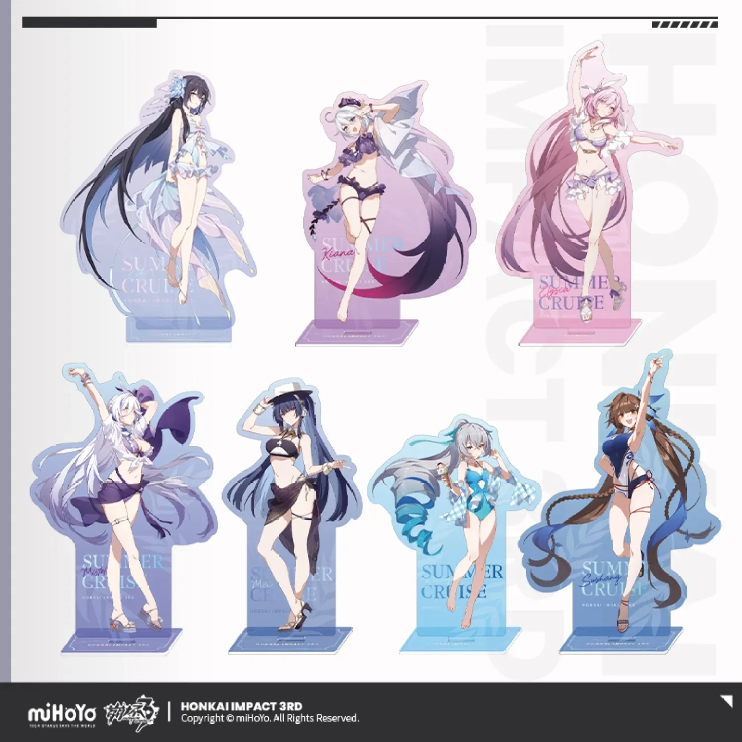 

[Genuine] Game Honkai Impact 3RD Summer Swimwear Acrylic Stand Elysia Seele Kiana Bronya Mei Anime Cosplay HD Statue Xmas Gifts