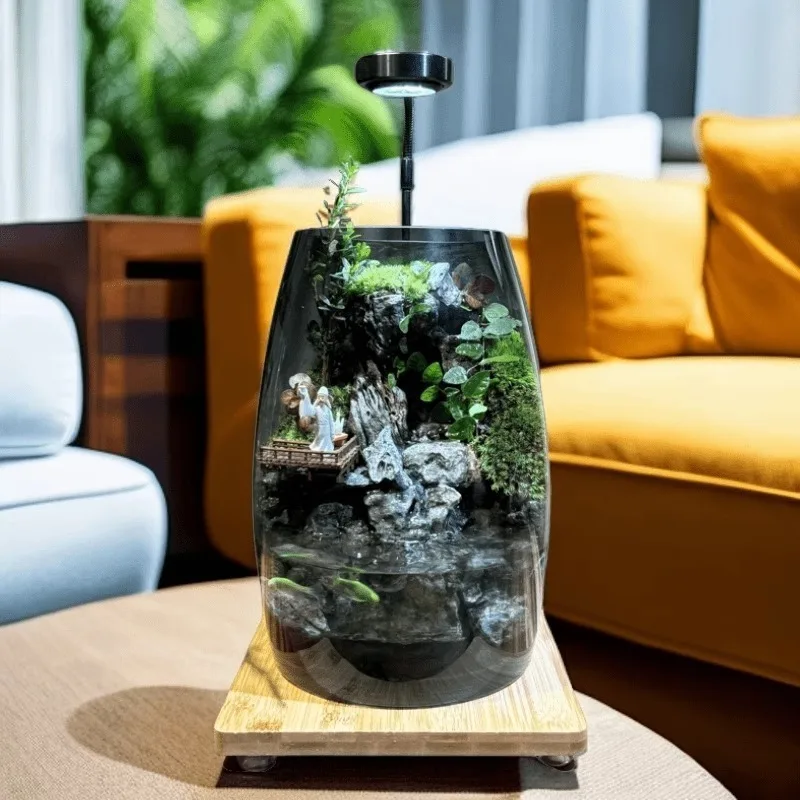 Cloud Sea Creative Moss Micro Landscape Ornament Ecological Bottle Desktop Terrarium Green Plant Bonsai for Office Home Decor