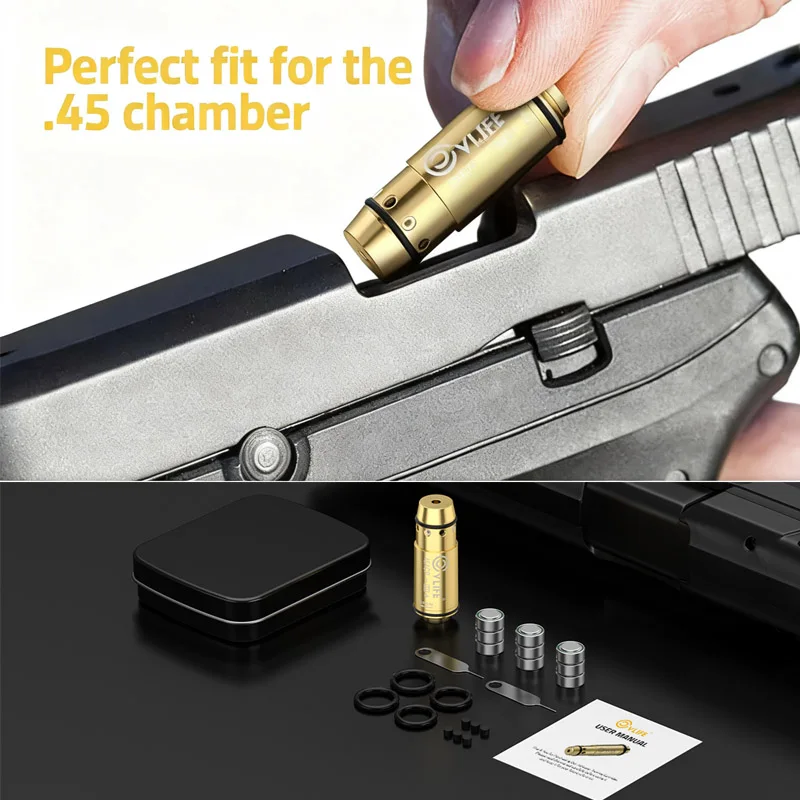 

.45 Red Dot Laser Boresighters Training Cartridge Bore Sight Laser with 9 Batteries Dry Fire Training Tactical Aiming Practice