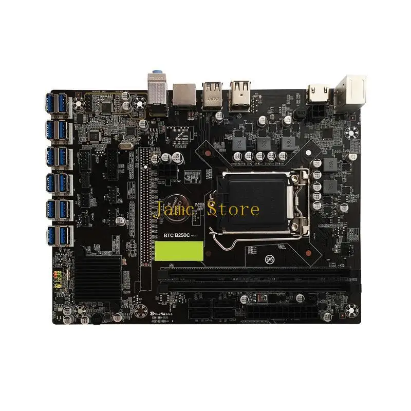 VivaCTLX0B B250C BTC Mining Motherboard for w/G3900 CPU + 4G/8G DDR4 2133mhz Memory 12 USB3.0 to PCIE Graphics Slots LGA 1151Pin