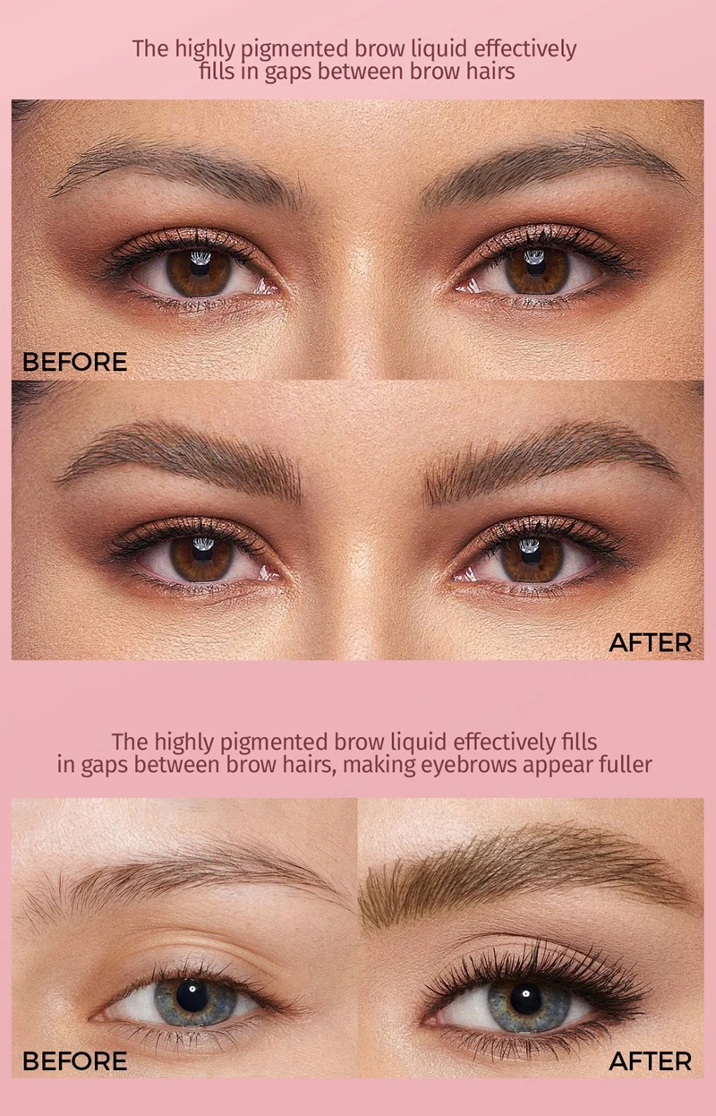 Wild Eyebrow Pencil Square Angled Brush Velvet 3D Brow Dye Cream Hairline Anti-smudge Waterproof Multifunction Eyebrow Tint Pen