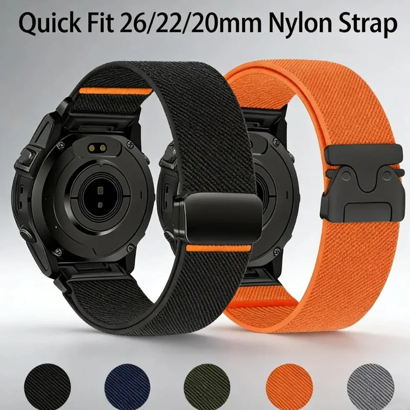 Quick Fit 26/22/20 mm Nylonarmband für Garmin Quatix 8 Fenix ​​8 Tactix8 43/47/51 mm, bequem für Garmin Forerunner 965 970 Correa