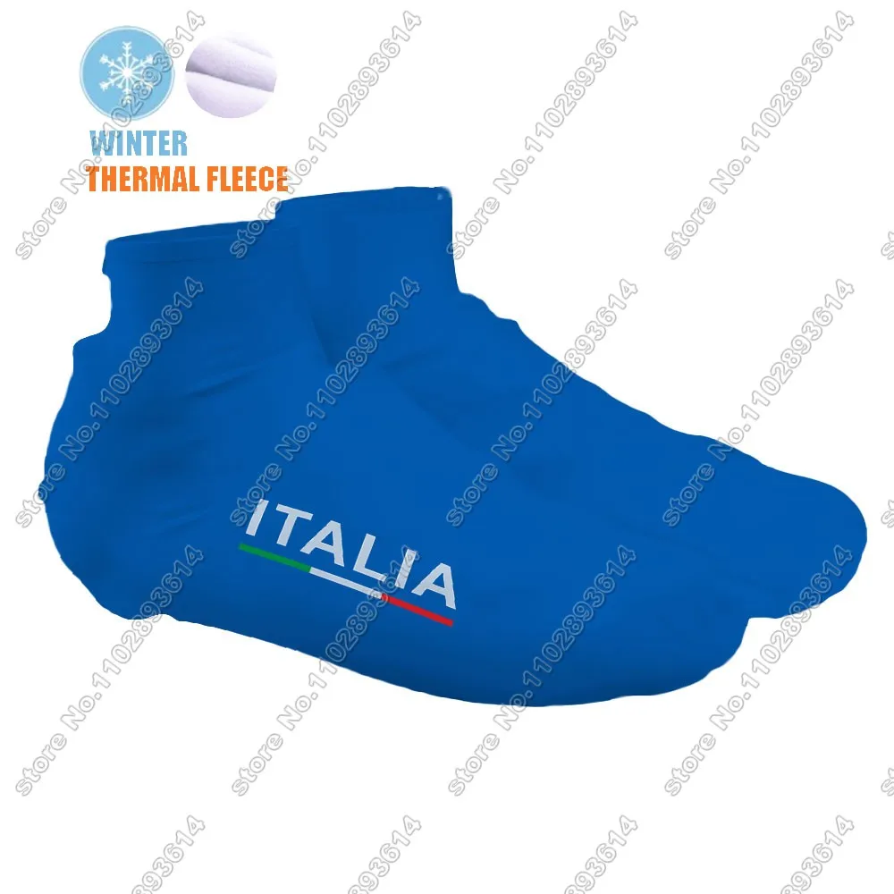 italy 2024 National Team Cycling Shoe Covers Winter Blue Bike Shoes Cover MTB Jerseys Dust-proof Non-slip Outdoor Overshoes