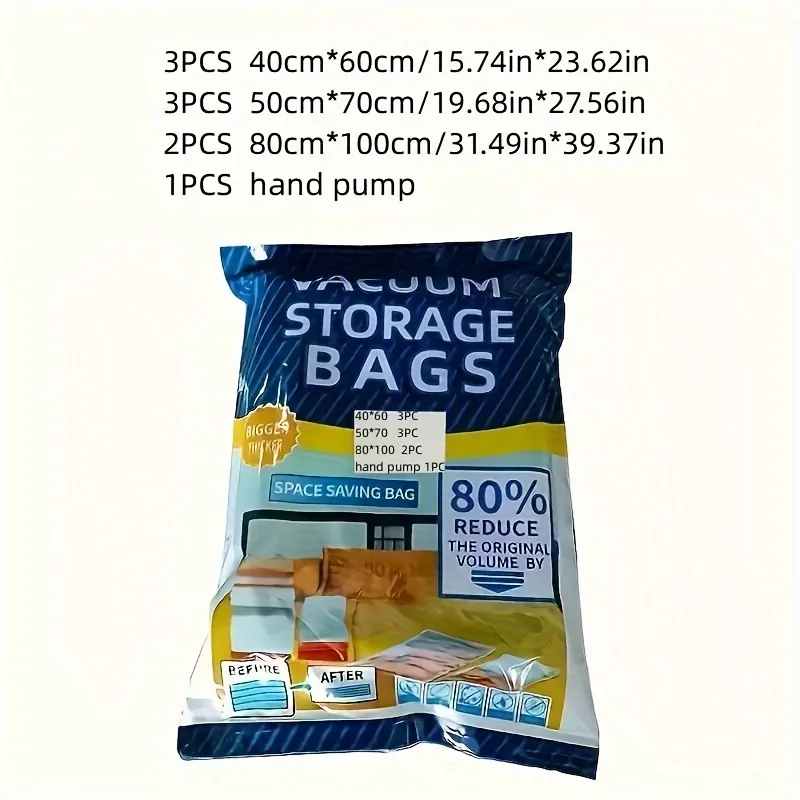 Vacuum Pump for Bags Transparent Folding Compressed Space Saving Vacuum Bag for Clothes Vacuum Storage Bags with Pump
