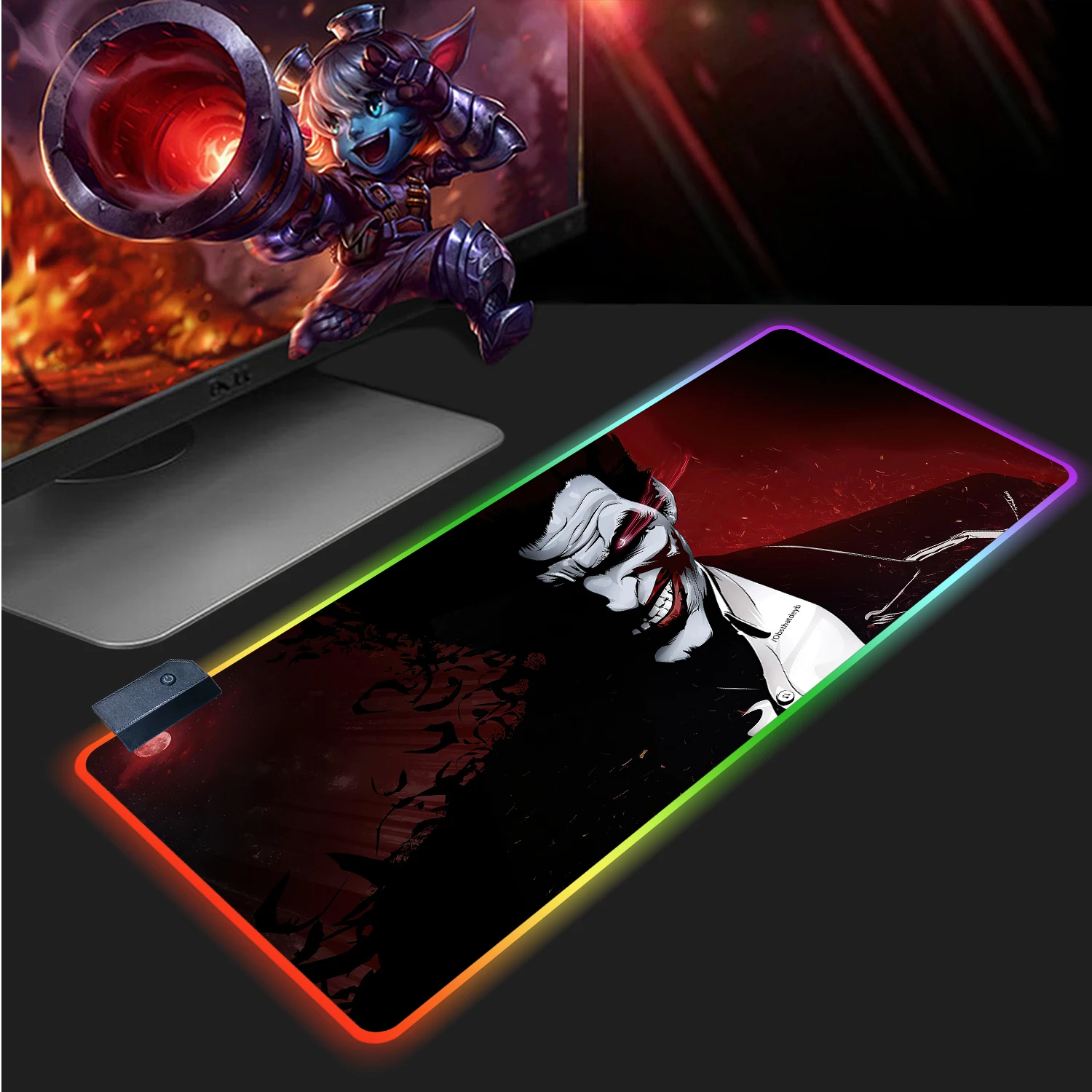 LED Light Mouse Pad RGB Gaming Keyboard Pad Joker Large Comoputer Desk Mat XXL Non-Slip Base Office Laptop Pad Game Mousepad