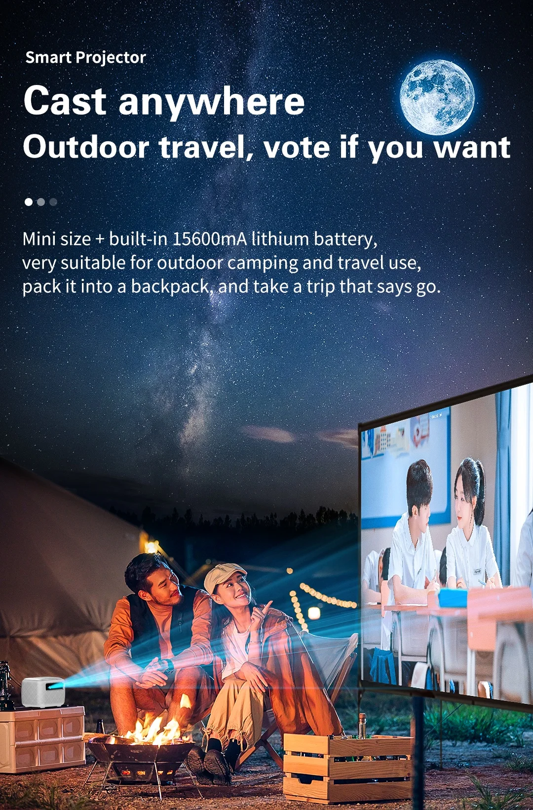 4K Full HD lumière du jour jeu vidéo DLP Home cinéma extérieur Smart TV Android 9 sans fil WiFi téléphone Portable Mini projecteur Portable