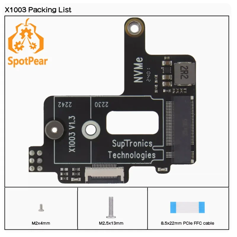 

X1003 PCIe M.2 NVMe SSD Adapter Board HAT for Raspberry Pi5