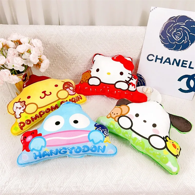 Sanrio Cartoon Car Headrest New Anime Character HelloKitty My Melody Cinnamoroll Car Seat Pillow Kawaii Four Seasons Universal